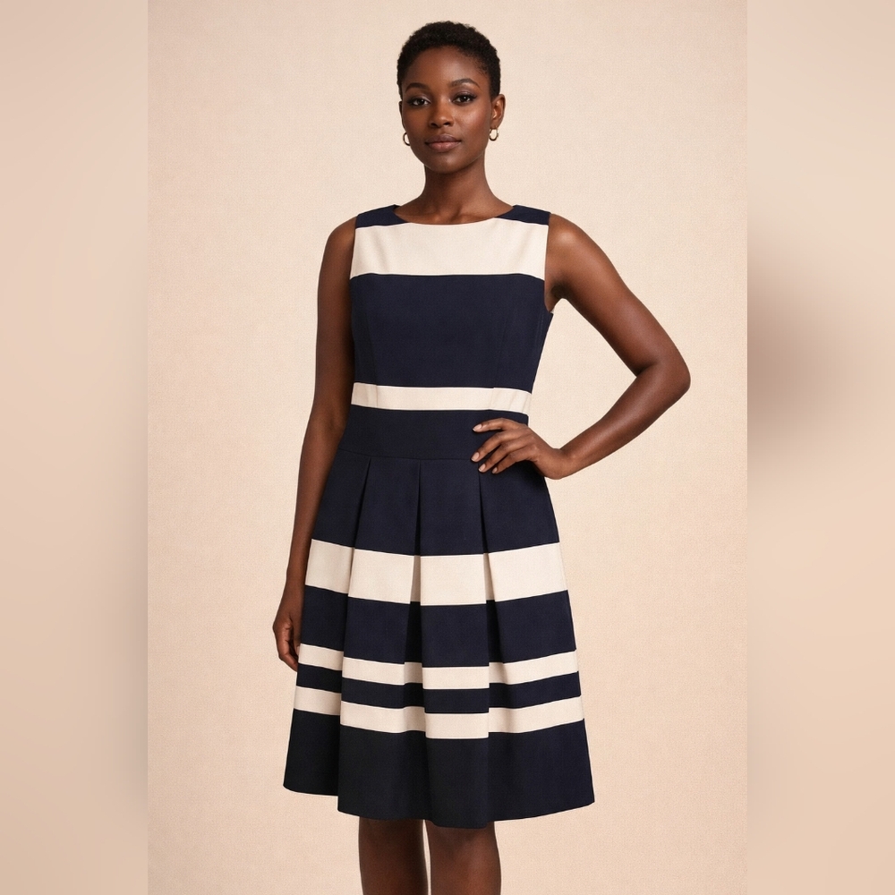 Ralph Lauren Ladies Navy and White Striped Dress -SZ14